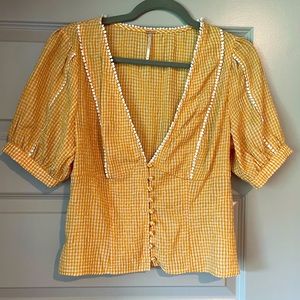 Free People Short Sleeve Button up Blouse